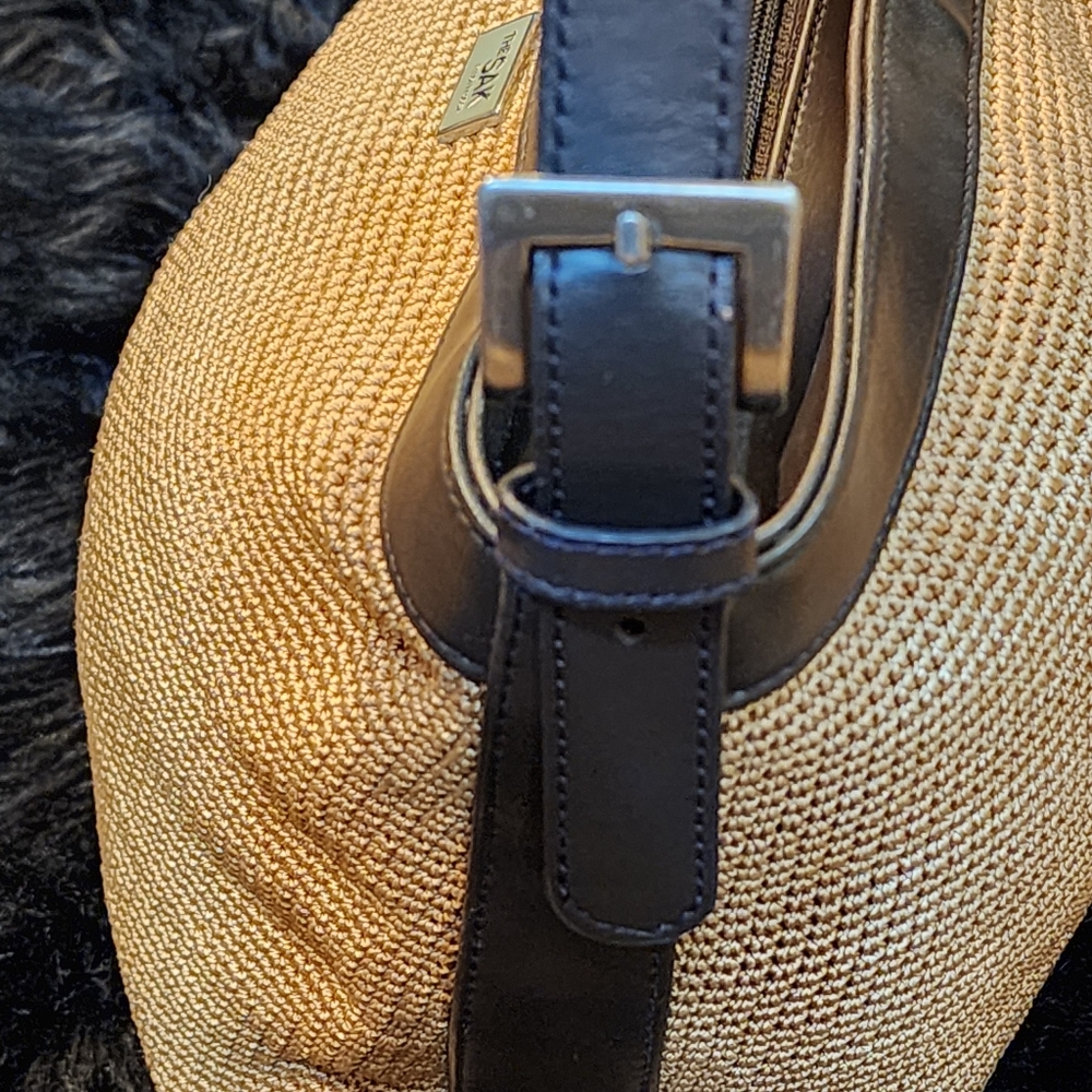 The Sak Elliott Lucca Shoulder Bag Brown Crochet Women's Purse Leather Trimmed - Picture 10 of 14